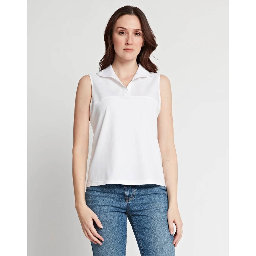 Hinson Wu Emma White Sleeveless Foundation Layer Shirt Stretch Cotton Blend M